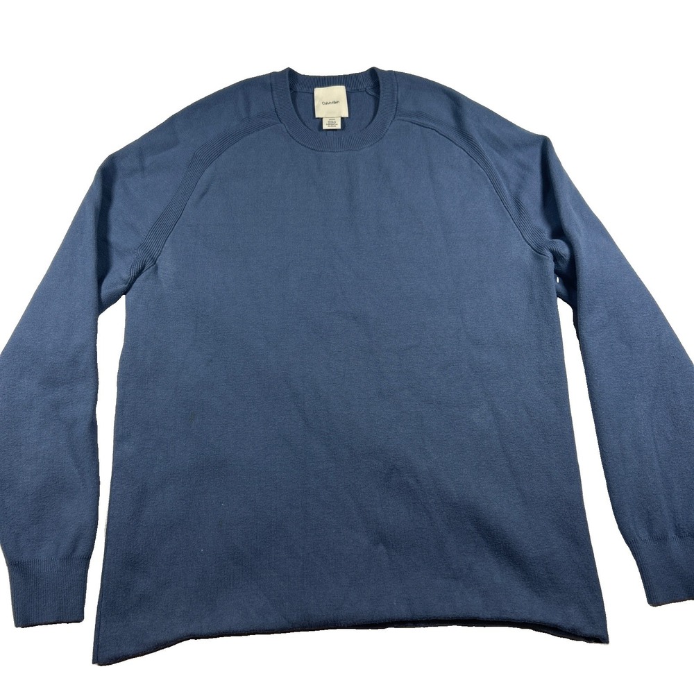 Calvin Klein Men's Blue Linen Knit Crewneck Pullover Sweater Size Small Soft
